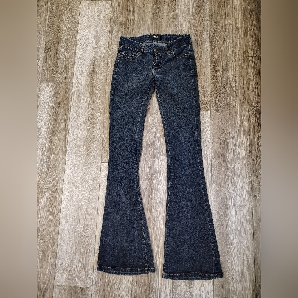 Rise Elegant Dark Blue Flare Jeans